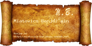 Miatovics Benjámin névjegykártya